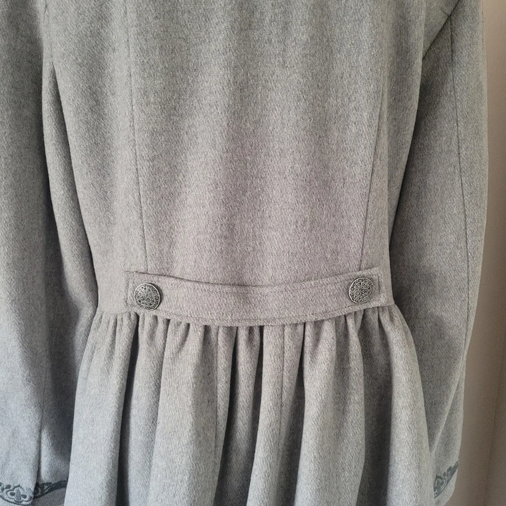 Odd Molly Gray Embroidered Wool Midi  Swing Coat. NWT‎